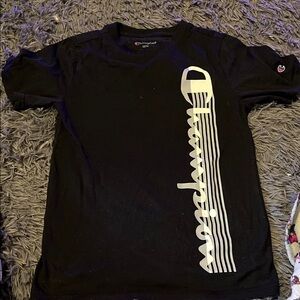 Champion Kids Tee in Black with Silver Logo